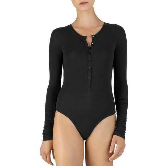 ATM Anthony Thomas Melillo Tops - ATM Modal Henley Button Down Longsleeve Bodysuit